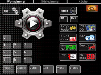 iPronto menu for CD and radio