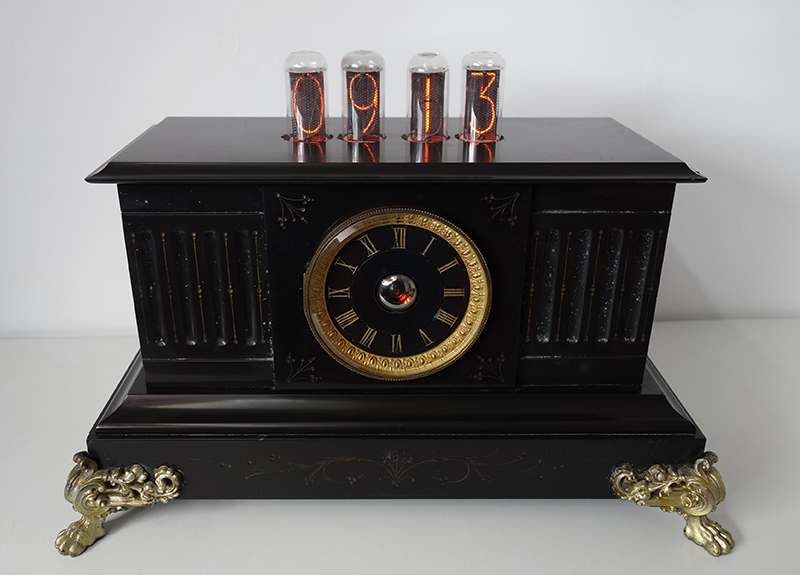 Nixie Uhr mit 40 mm Ziffernhhe (IN-18) und Dekatron Rhre (OG-4)